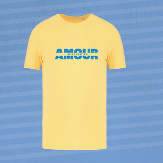 T-shirt unisexe en coton bio Jaune - "Amour Bleu"