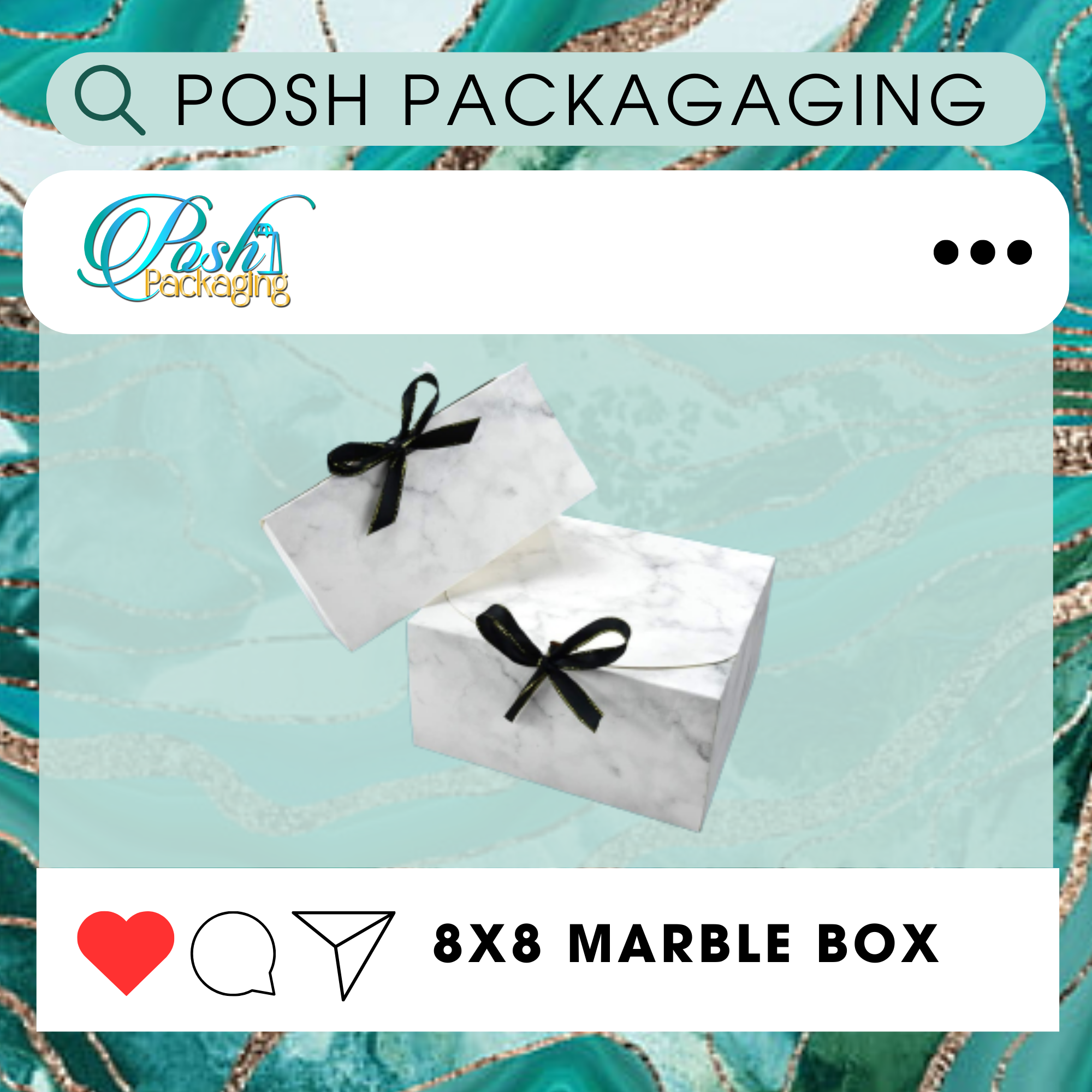 8x8x4 Marble Gift Box with bow Main Image