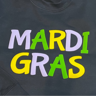 Bright Mardi Gras Black Long Sleeve Shirt-PUFF
