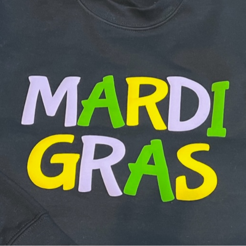 Bright Mardi Gras Black Long Sleeve Shirt-FLAT Main Image