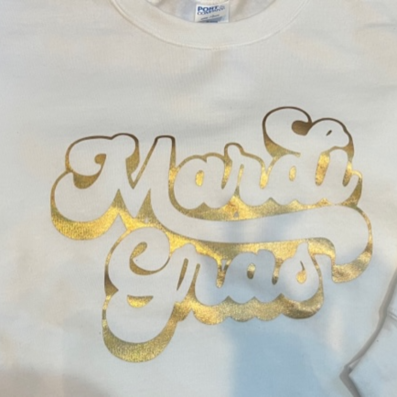 Gold Metallic -White Sweatshirt-FLAT Main Image