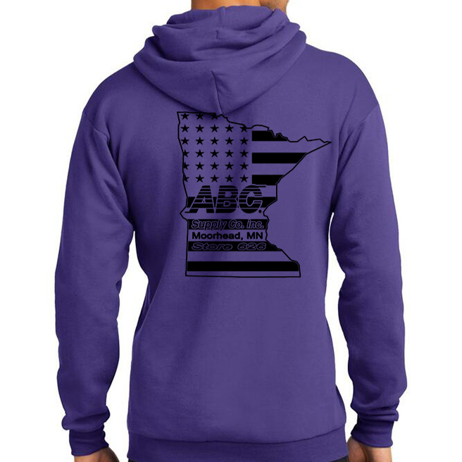 State Flag Logo with ABC and Store Number Purple Sweatshirt Main Image