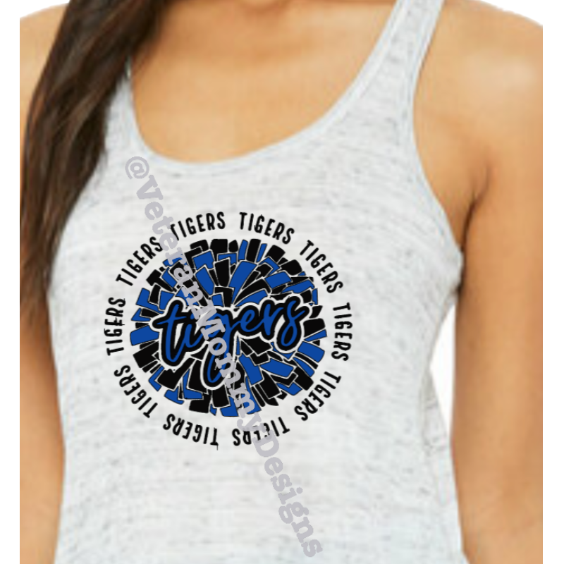 Tiger Cheer PomPom Ladies Tank Main Image