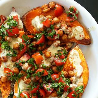 MEDITERRANEAN BAKED SWEET POTATOES