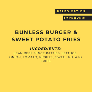 Bunless Burger & Sweet Potato Fries