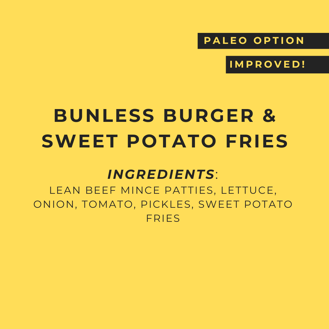 Bunless Burger & Sweet Potato Fries Main Image