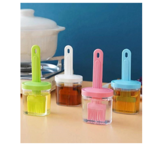 Plastic Oil Bottle Seasoning Dispenser With Silicone Rubber Bristle Brush Image