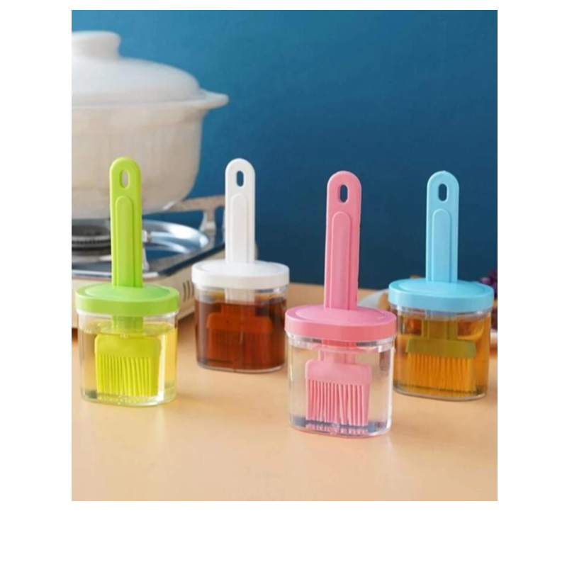Plastic Oil Bottle Seasoning Dispenser With Silicone Rubber Bristle Brush
