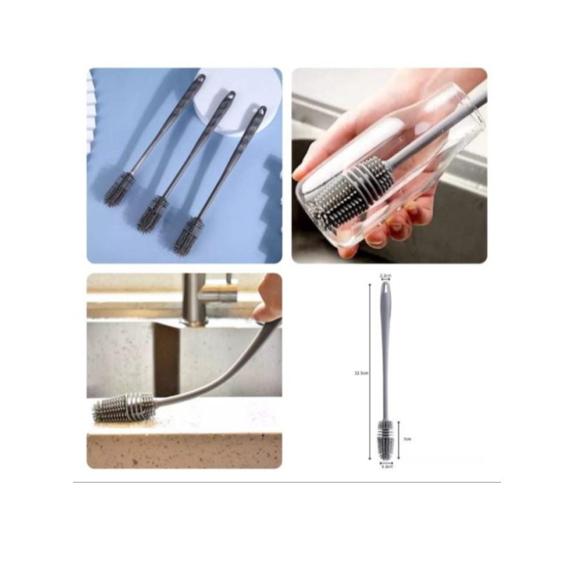 Silicone Bottle Cleaning Brush With Long Handler Milk Bottle Brush