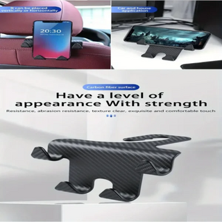 Car Seat Headrest Hook Carbon Fiber Mobile Phone Holder Car Vehicle Universal Holder - Thumbnail 2