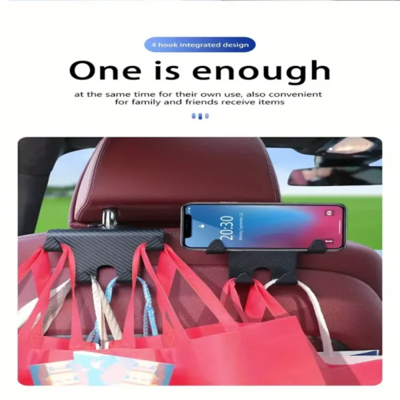 Car Seat Headrest Hook Carbon Fiber Mobile Phone Holder Car Vehicle Universal Holder Large Image