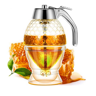 Honey Juice Syrup Dispenser Pot Jar For Kitchen Bee Drip Storage 200ml Image