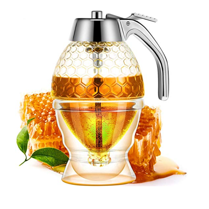 Honey Juice Syrup Dispenser Pot Jar For Kitchen Bee Drip Storage 200ml Large Image