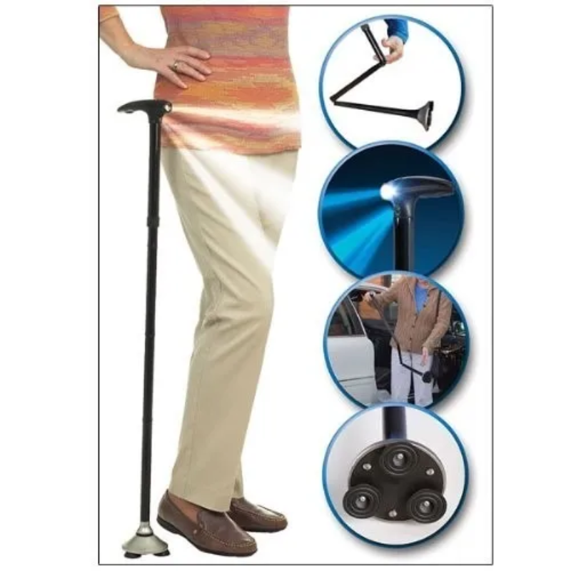 Trusty Cane Folding Walking Stick With Build In Lights Large Image