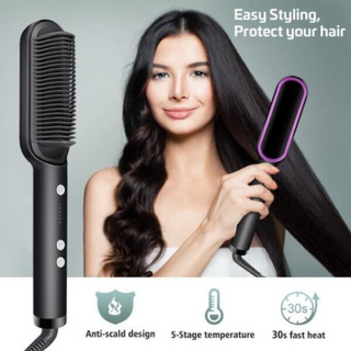 Hair Straightener Ceramic Heated Hair Brush - Thumbnail 3