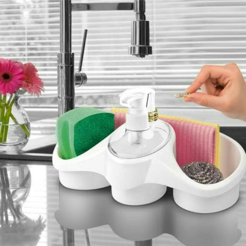 3 In 1 Soap Dispenser And Sponge Holder - Thumbnail (Preview) 2