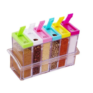 Spice Jars Dispenser Masala Rack E- Multicolour Set Of 6