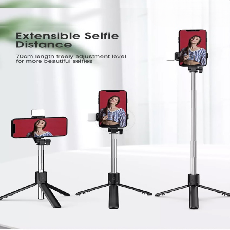 Selfie Stick With Led Light Wireless Bluetooth Foldable Mini Tripod Stand  - Thumbnail (Preview) 4