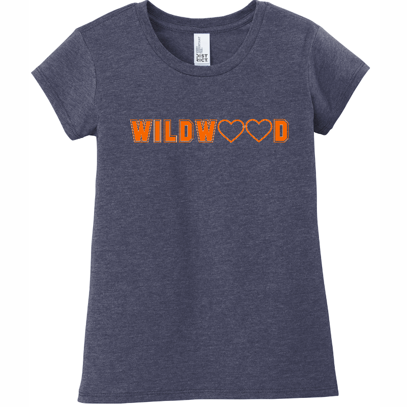 Girls tee (Navy blue; orange font)