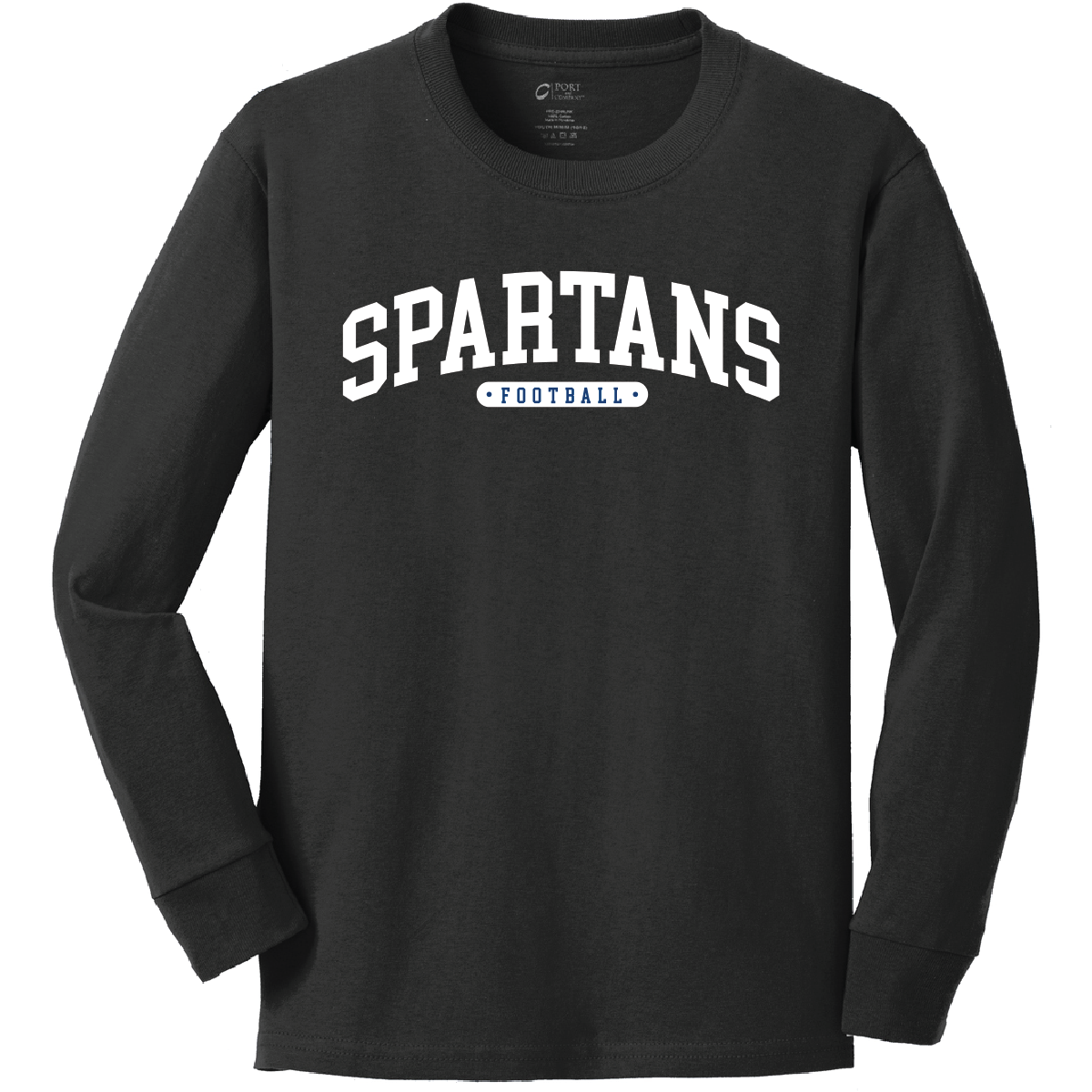 PC54YLS YOUTH Long Sleeve - Black - Spartans Football Main Image