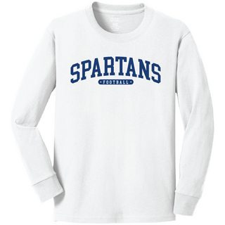 PC54YLS YOUTH Long Sleeve - White - Spartans Football