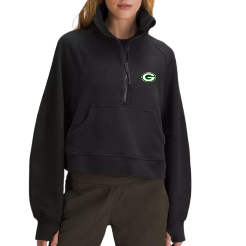 WOMEN'S  Scuba Oversized Funnel-Neck Half Zip   -  BLACK