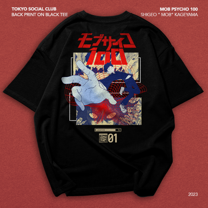 Mob Psycho 100 on Black Tee Main Image