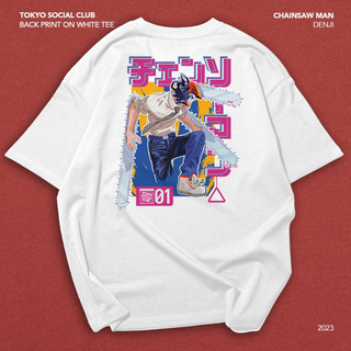 Chainsaw Man Denji on White Tee