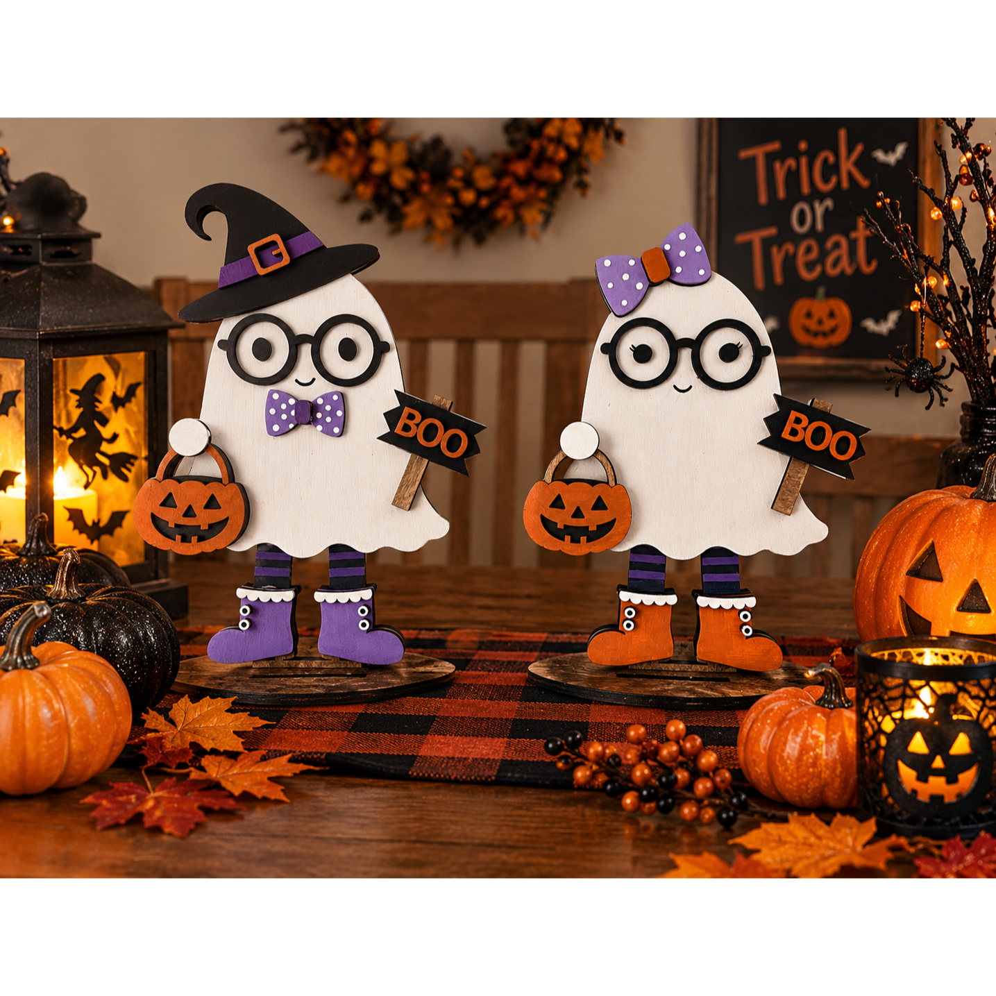 Boy and Ghoul Ghosts Trick or Treating. 8" tall