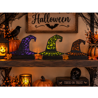 Witch Hats on Stands Set of 3  (5”, 7”, 9”)