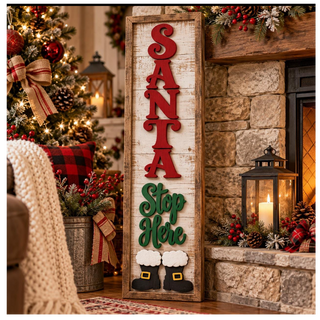 Santa Stop Here porch sign