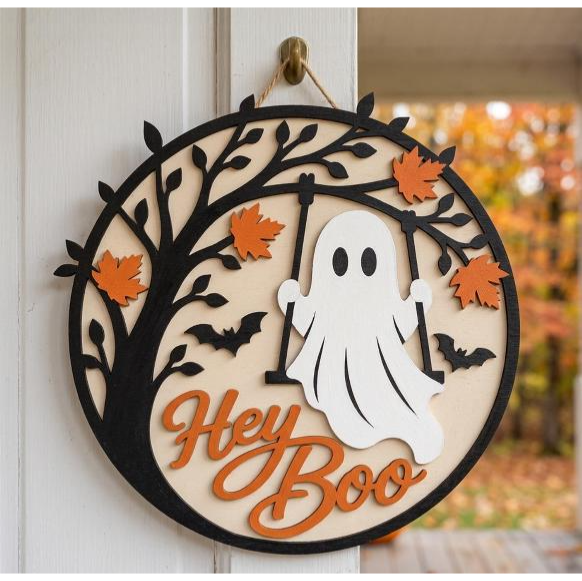 "Swinging Ghost" round sign 11"