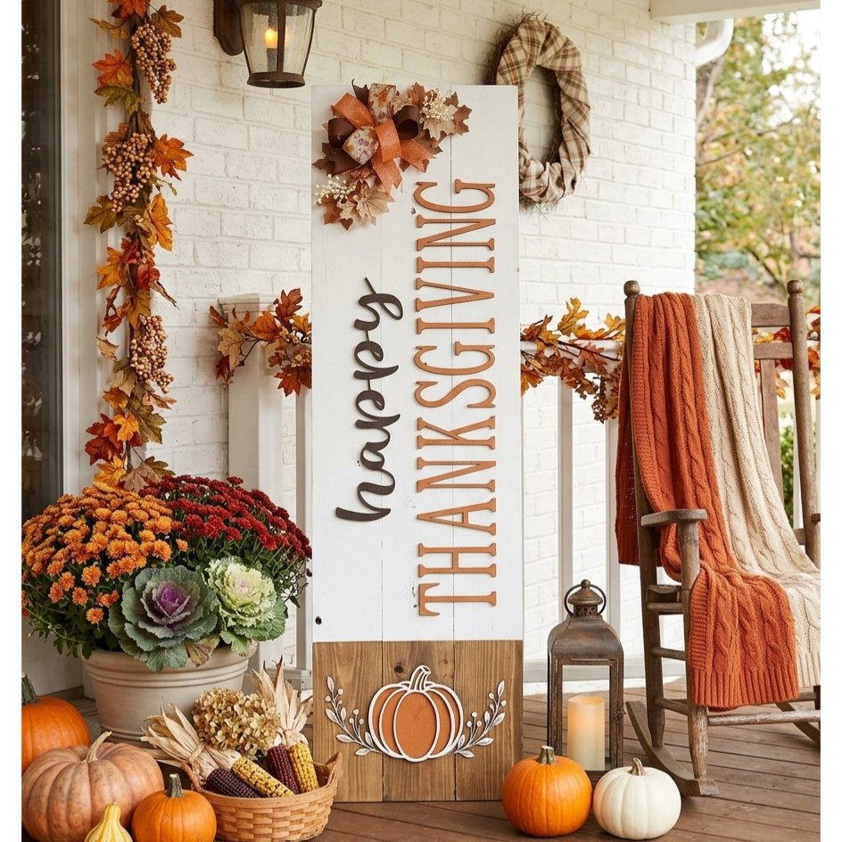 Happy Thanksgiving Tall Porch Sign