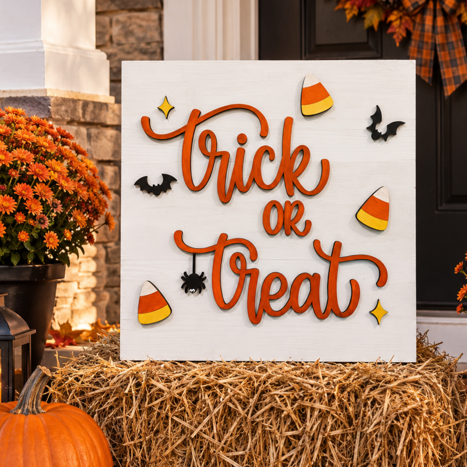 "Trick or Treat" sign 22" tall x 18” wide