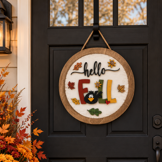 Hello Fall Crow Sign