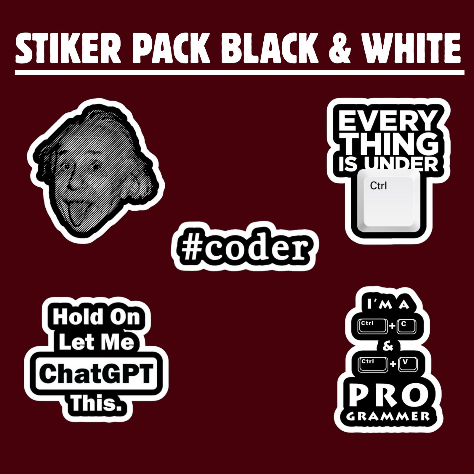 Sticker Satuan Tema Black & White