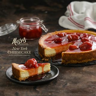 New York Cheesecake with Strawberry Compote