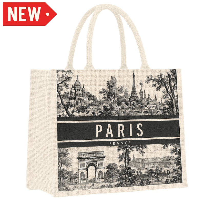 SAC048 - ECO BAG PARIS TOILE DE JOUY NOIR #9597