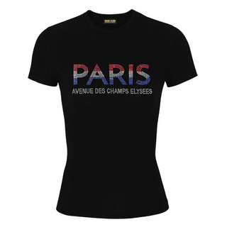 TSH007 - T SHIRT BLACK STRASS TRICOLOR # 7333