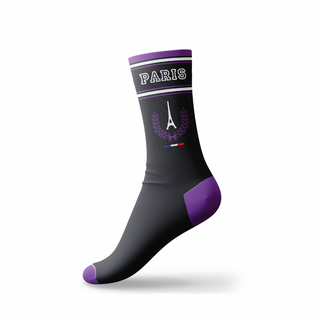 CHAUSS029 - CHAUSSETTES SPORT NOIR VIOLET PARIS #7807 