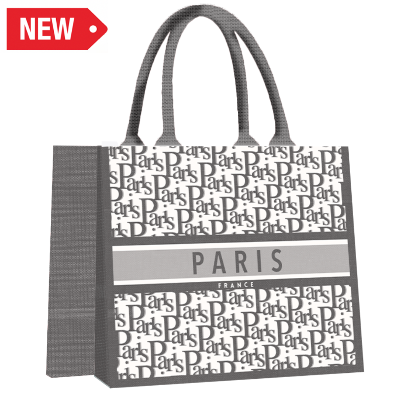  SAC037 - SAC CABAS PARIS TYPO GRIS #9320