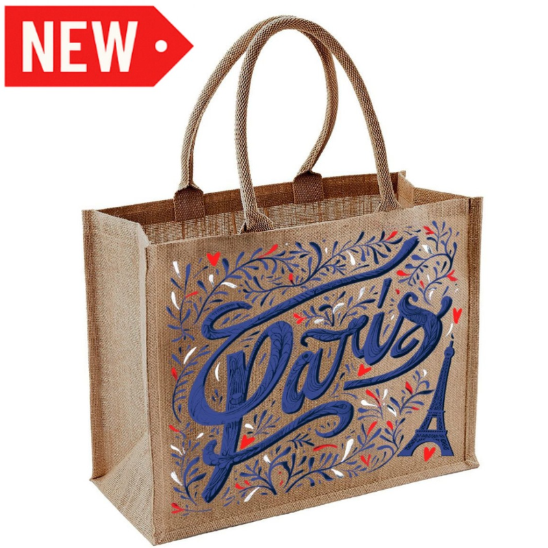SAC046 - SAC JUTE TYPO BLEUE #9412