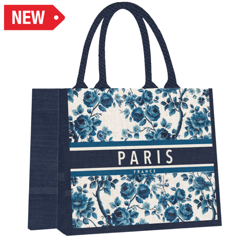  SAC030 - SAC CABAS PARIS FLEURS BLEUES #9245