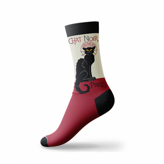 CHAUSS067 - CHAUSSETTES CHAT NOIR ECRU PARIS #8439