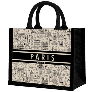 SAC056 - SAC CABAS MM PARIS ALL OVER NAIF NOIR #0272