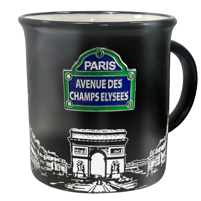 MUG100 - MUG PLAQUE METAL CHAMPS ELYSEES NOIR #9085