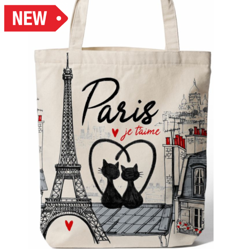 TOT030 - PARIS TOTE BAG CHAT AMOUREUX #9511