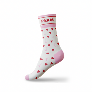 CHAUSS058 - CHAUSSETTES CŒURS BLANC PARIS #8101 