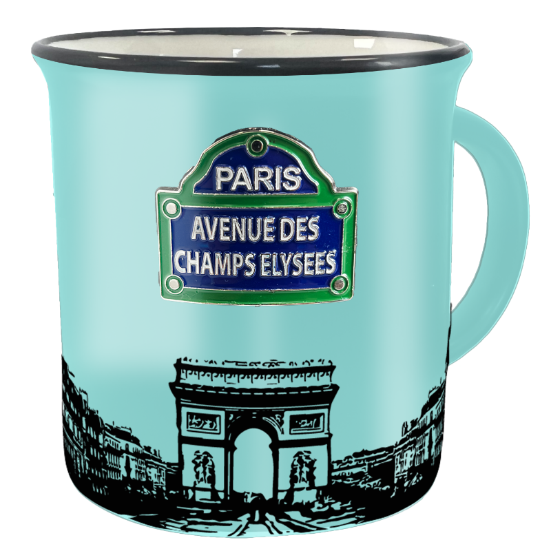 MUG102 - MUG PLAQUE METAL CHAMPS ELYSEES BLEU #9085