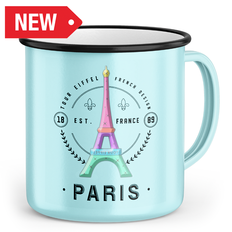 MUG098 - MUG PLAQUE TOUR EIFFEL RAINBOW BLEU #8910